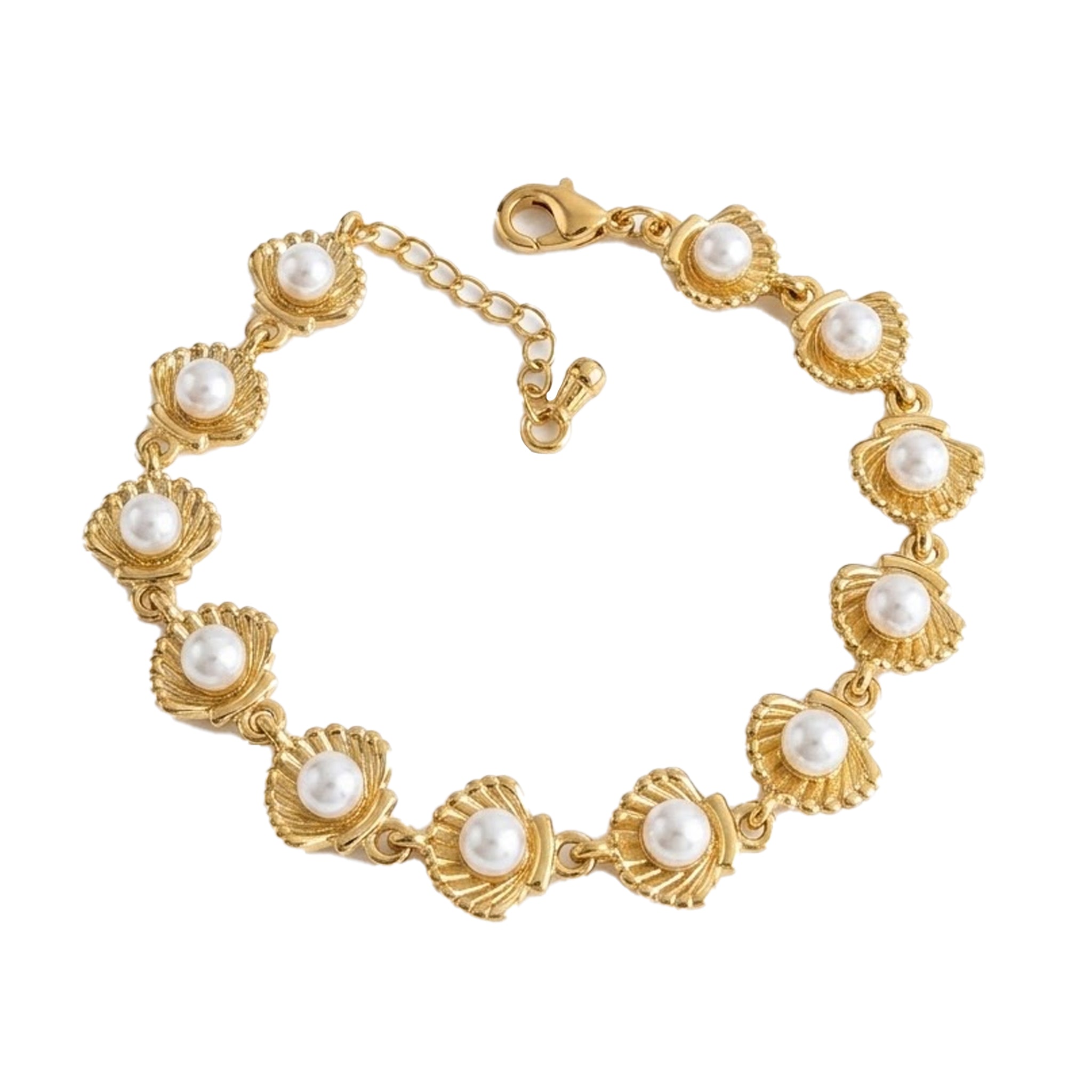 Pulsera concha y perlas