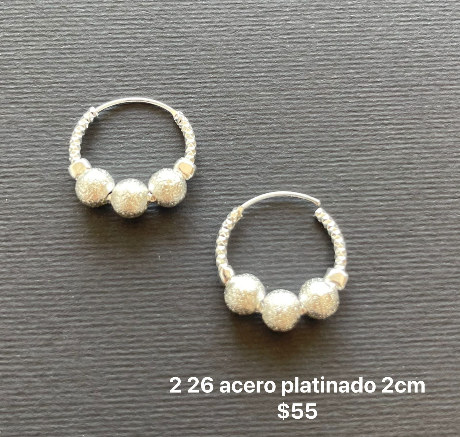 Arracadas acero platinado