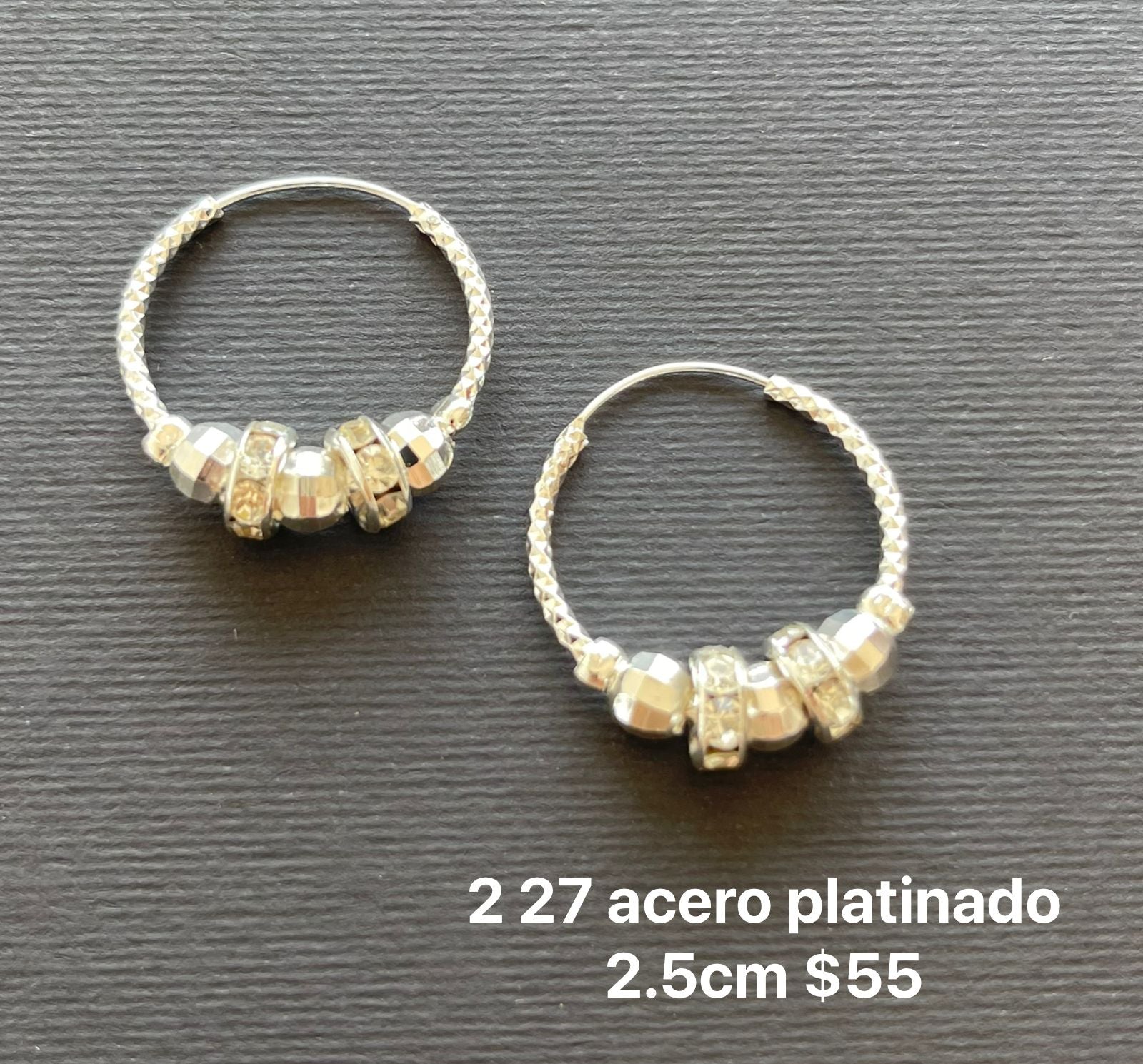 Arracadas acero platinado