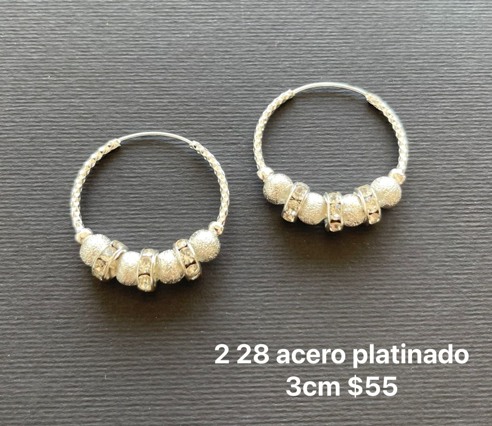 Arracadas acero platinado