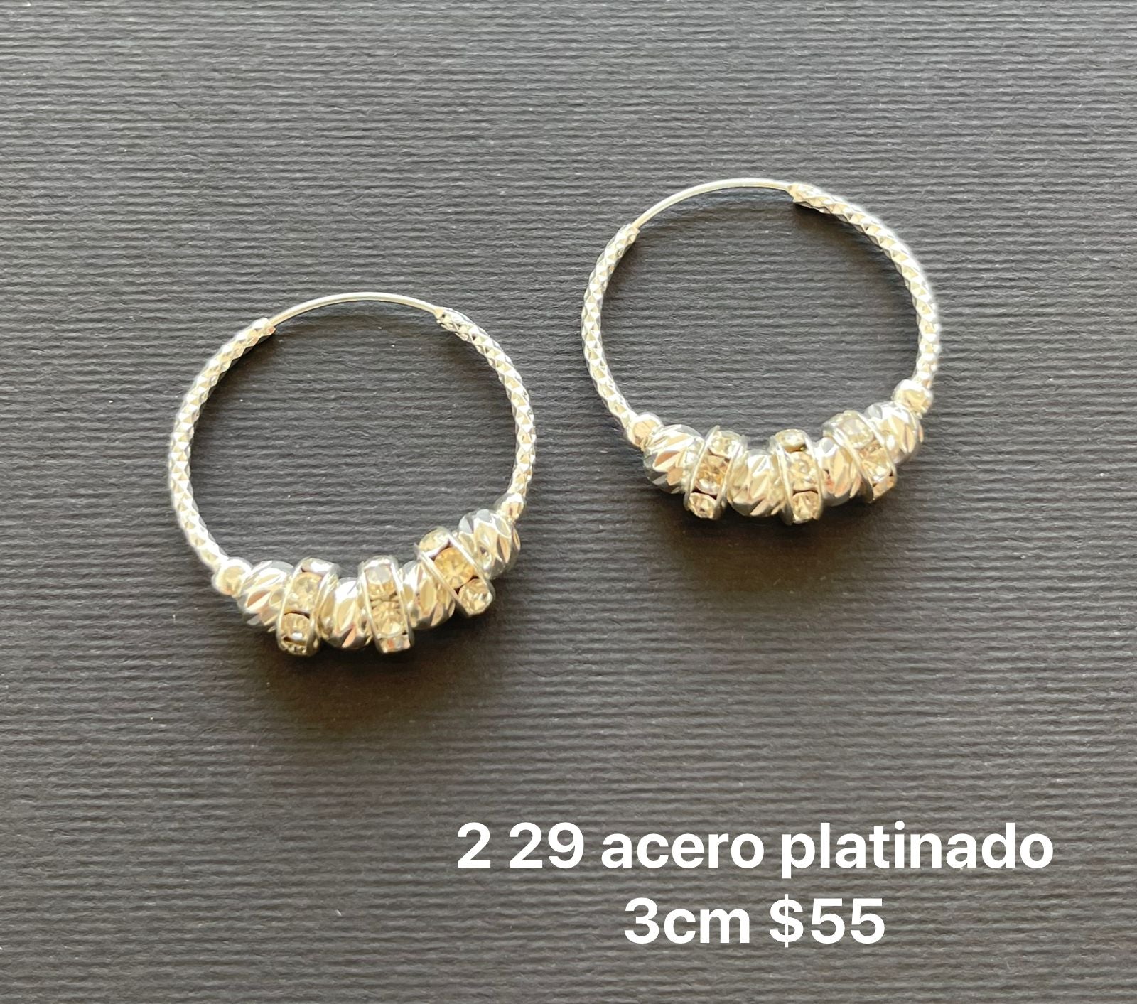 Arracadas acero platinado