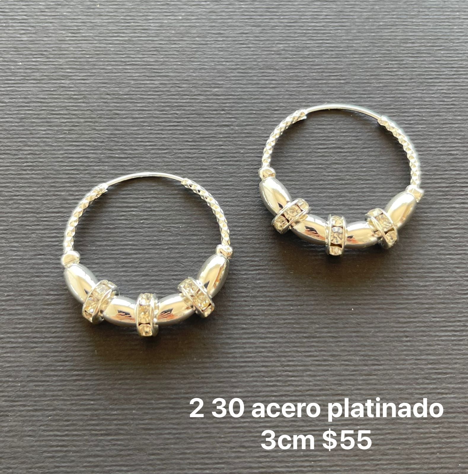 Arracadas acero platinado