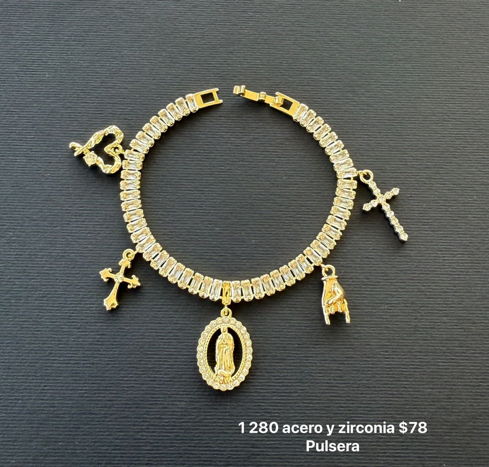 Pulsera acero y zirconia