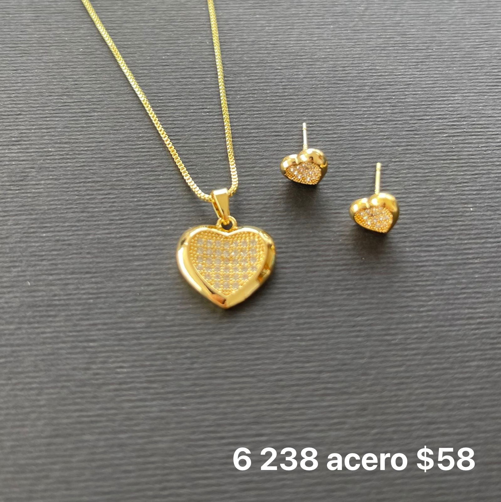 Set collar y aretes acero