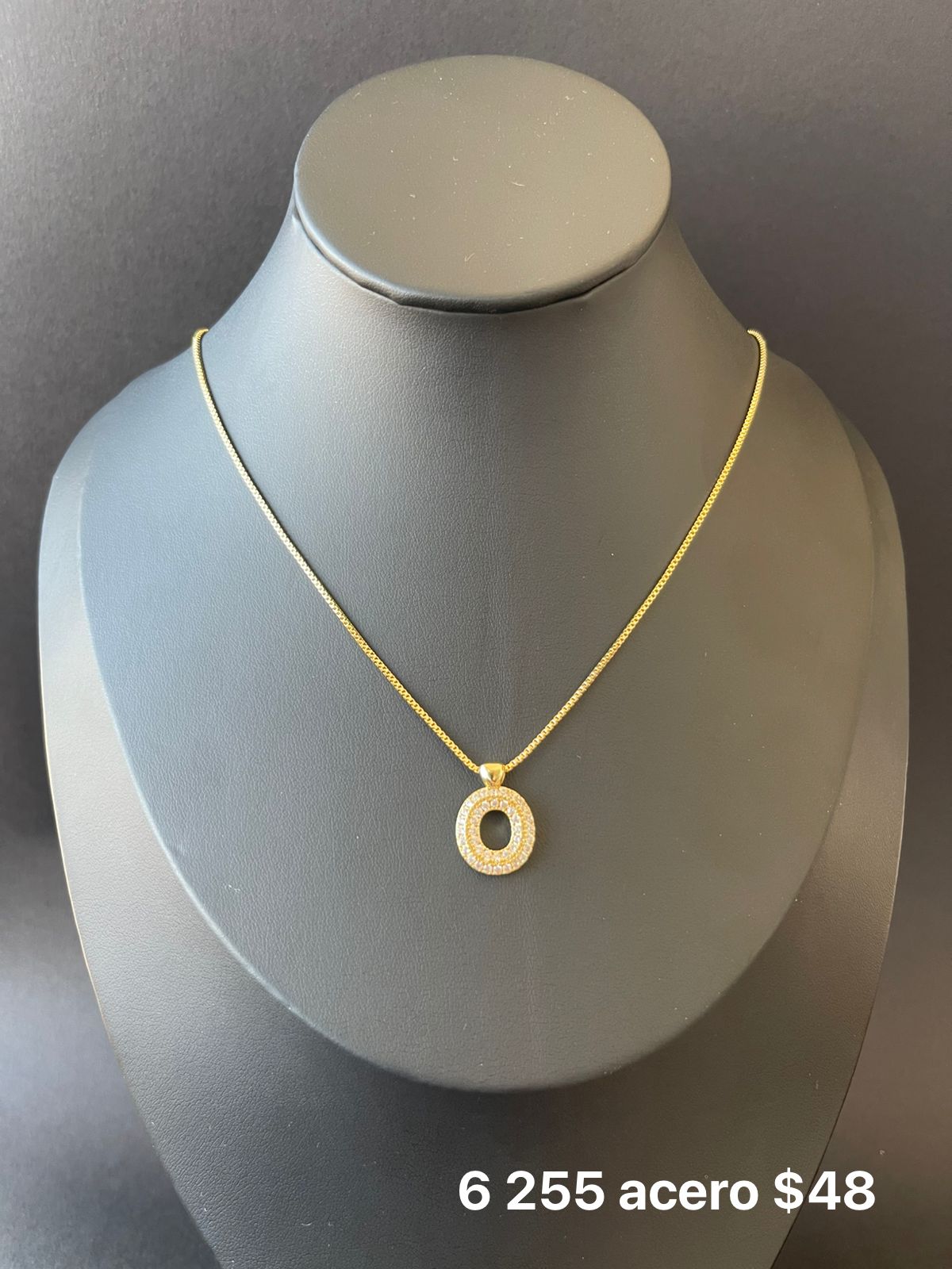 Collar letra acero y zirconia