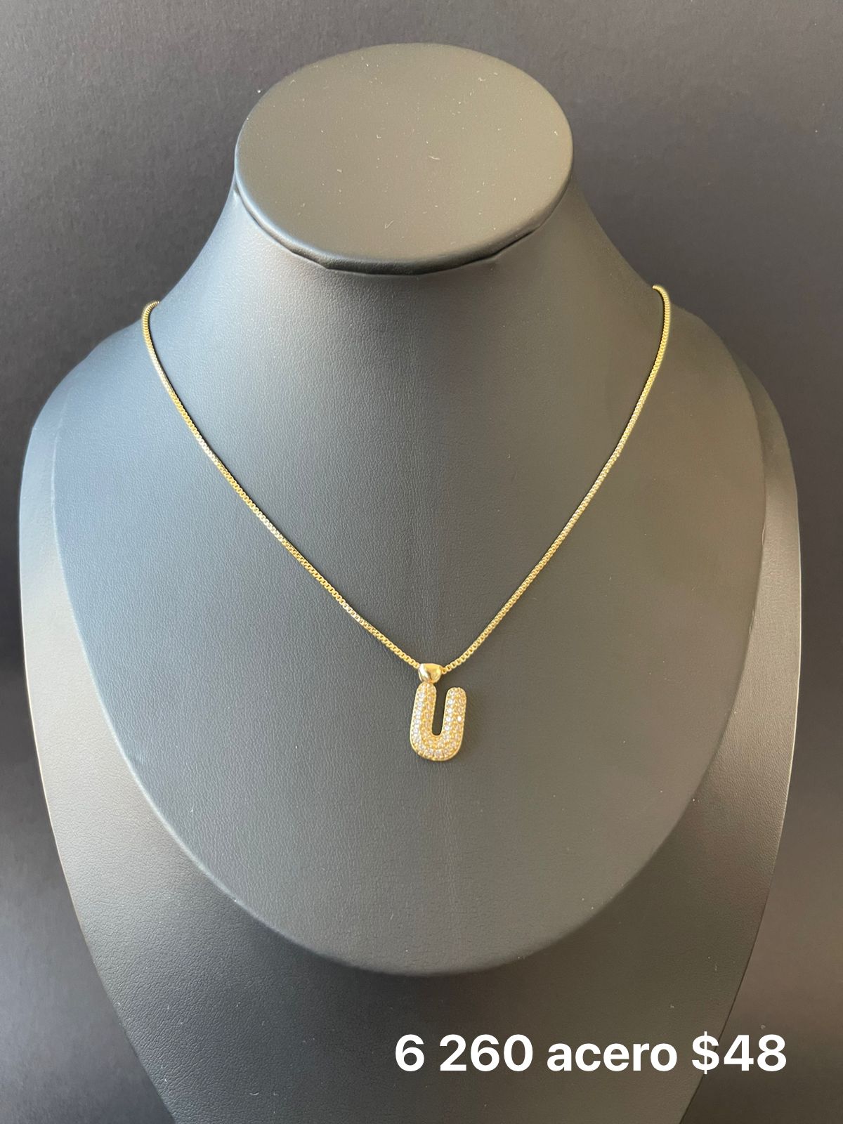 Collar letra acero y zirconia