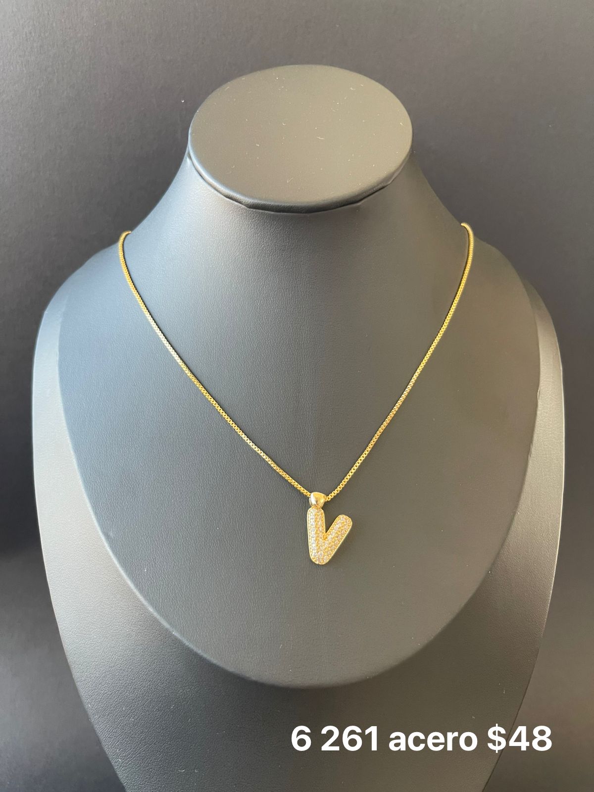 Collar letra acero y zirconia