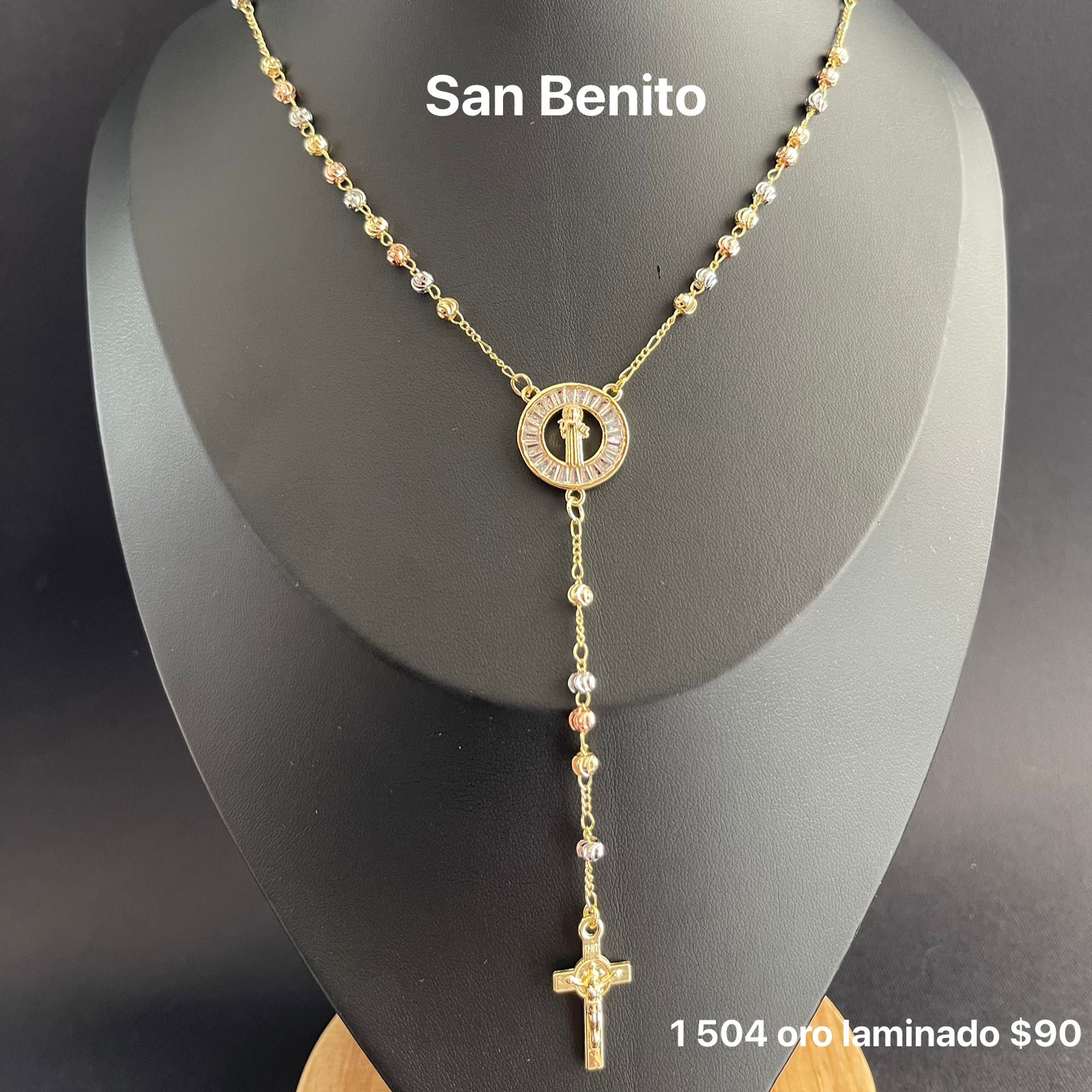 Rosario mediano oro laminado