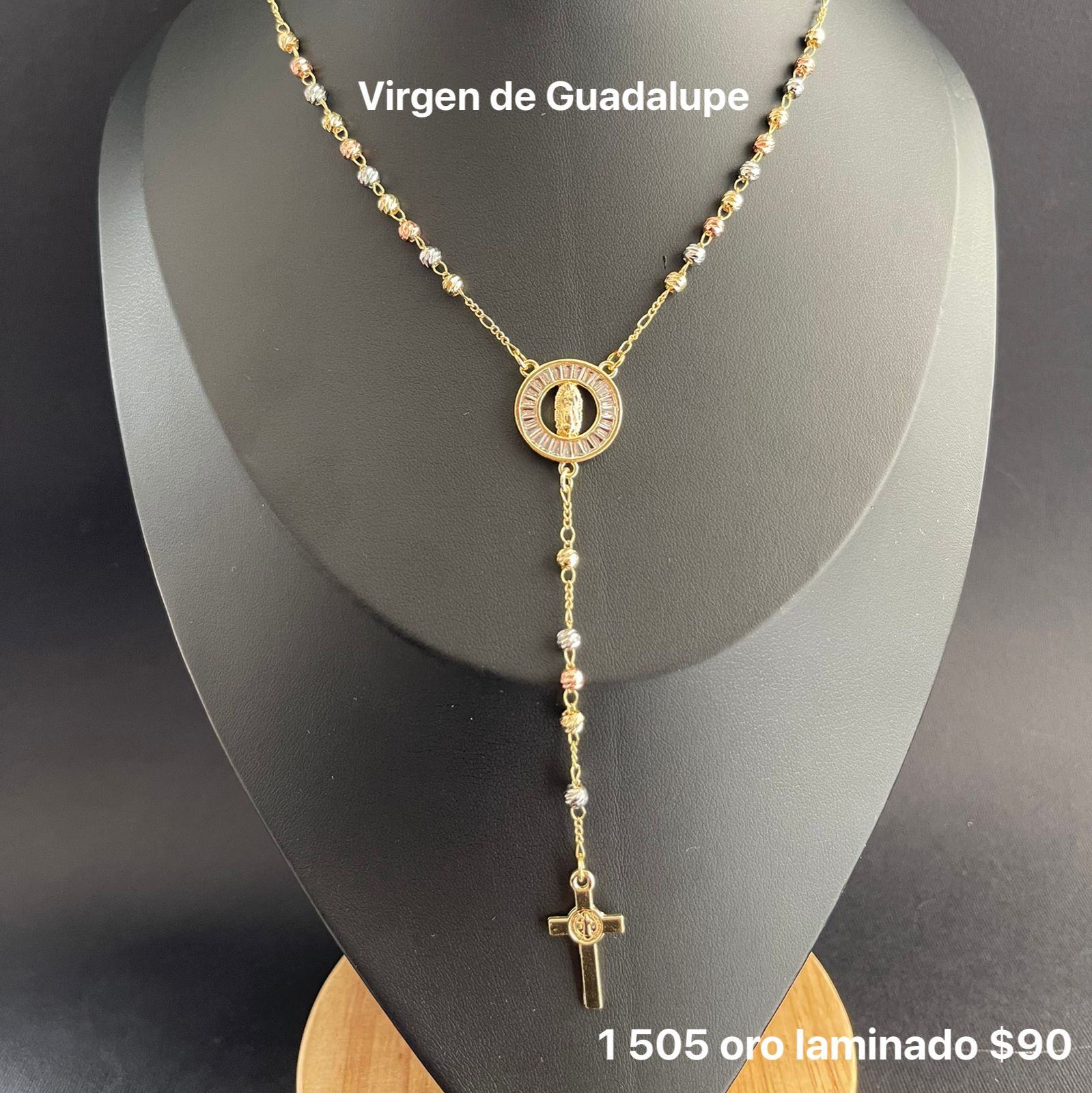 Rosario mediano oro laminado