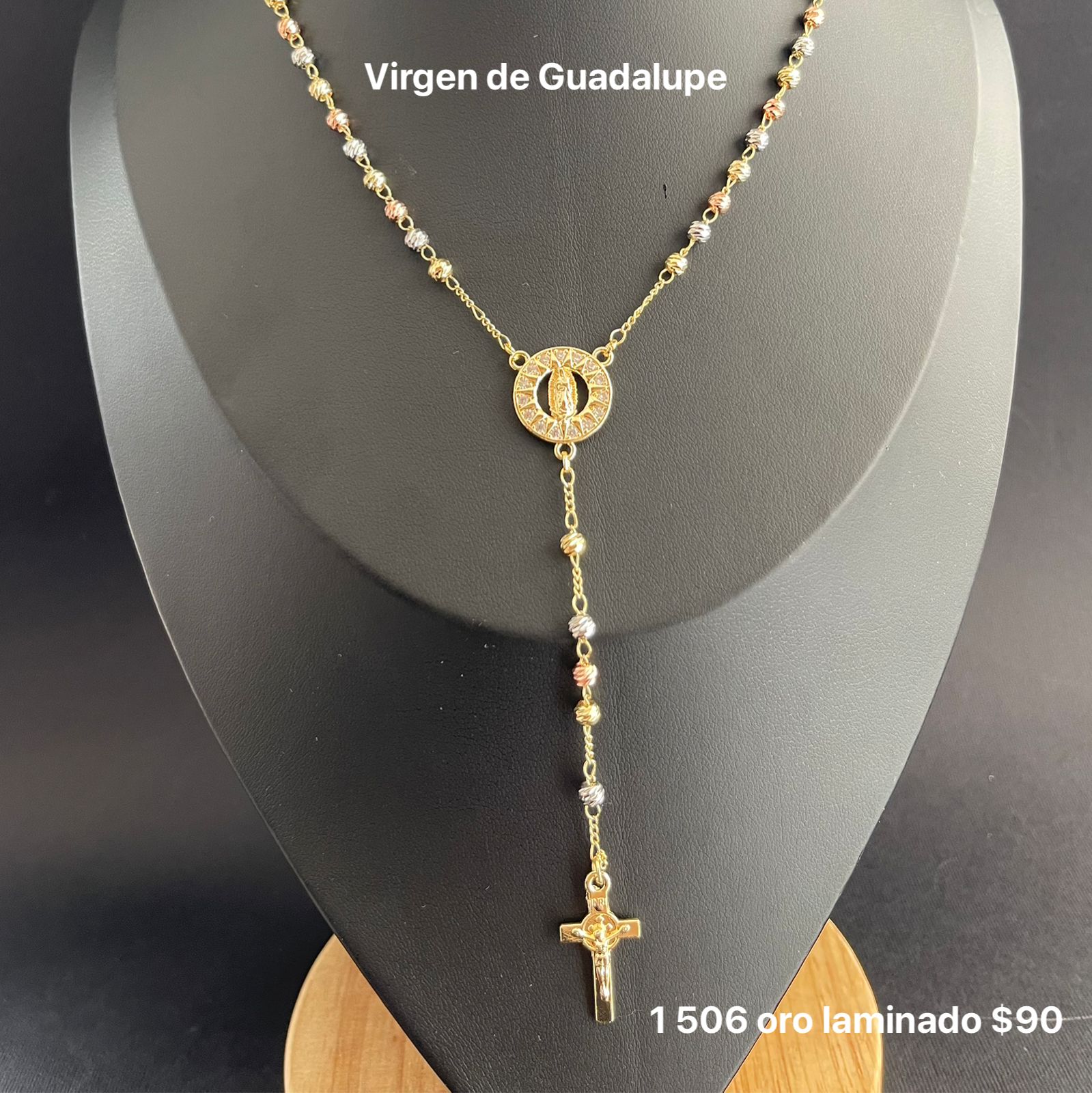 Rosario mediano oro laminado