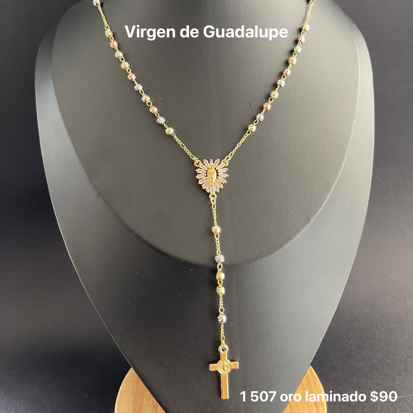 Rosario mediano oro laminado