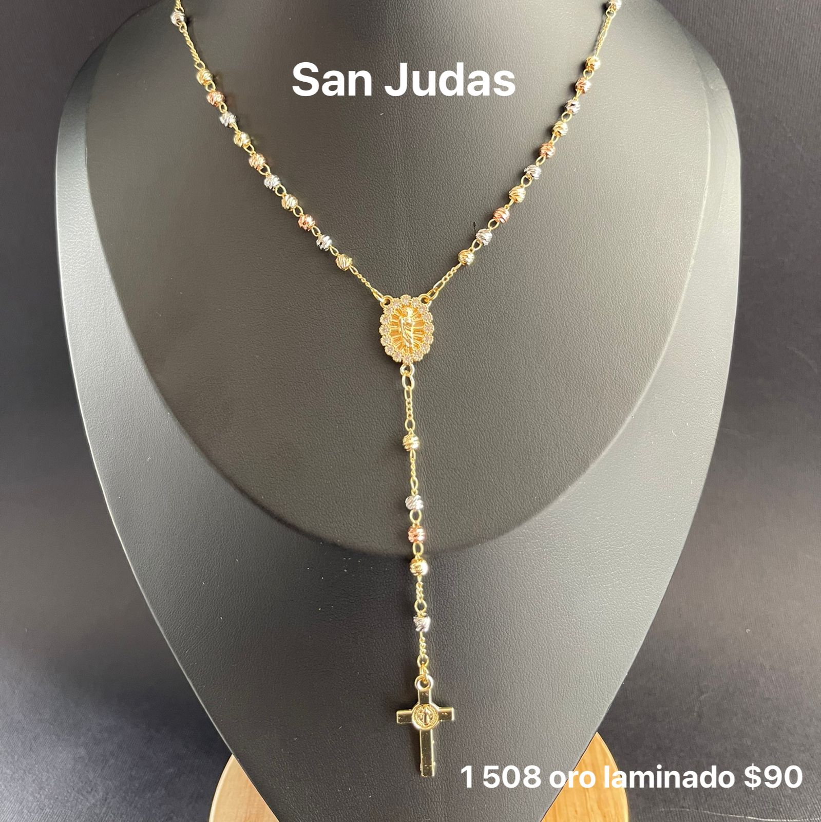 Rosario mediano oro laminado