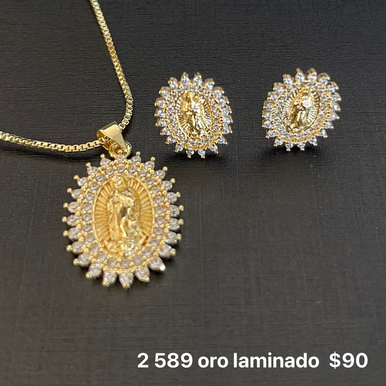 Set collar y aretes oro laminado