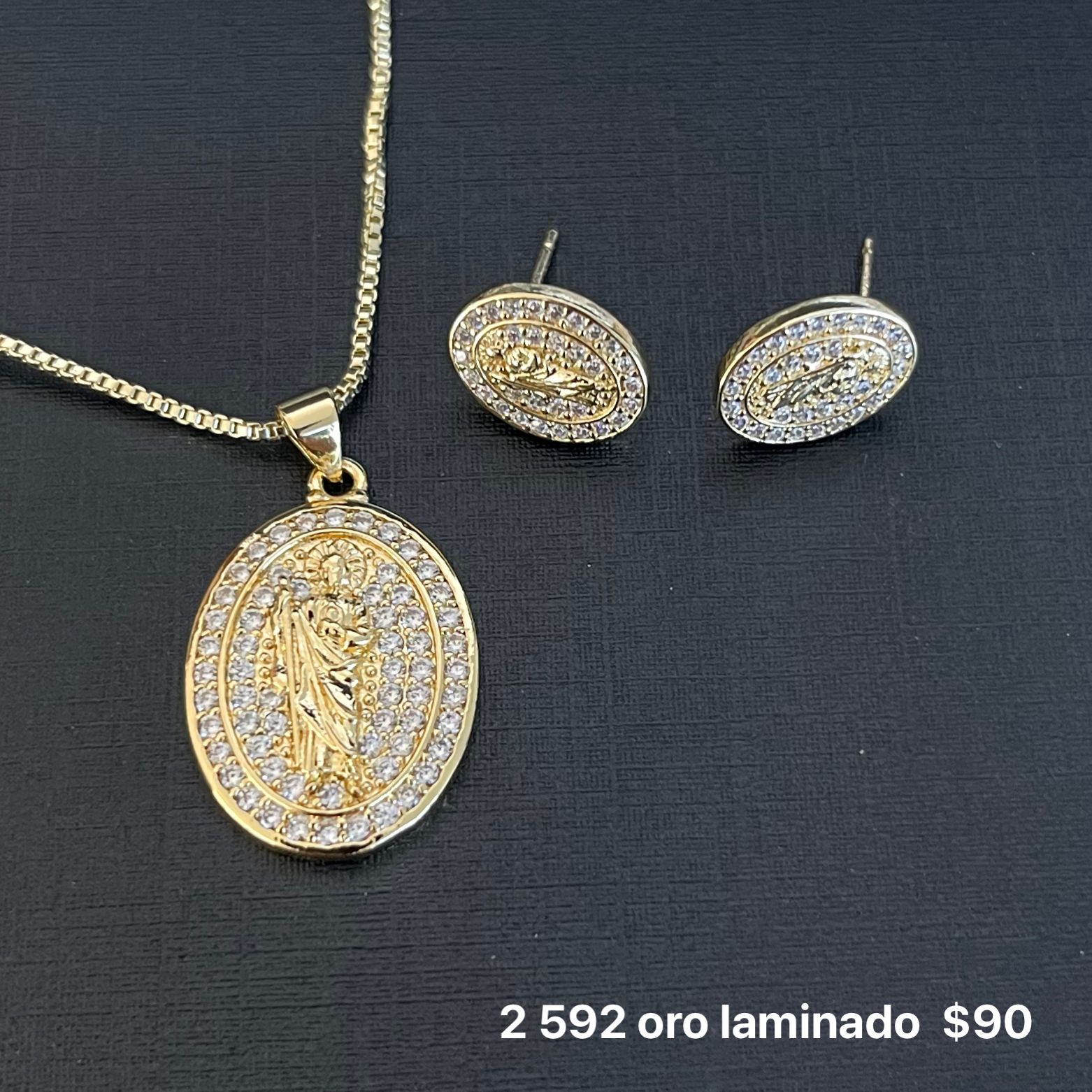Set collar y aretes oro laminado