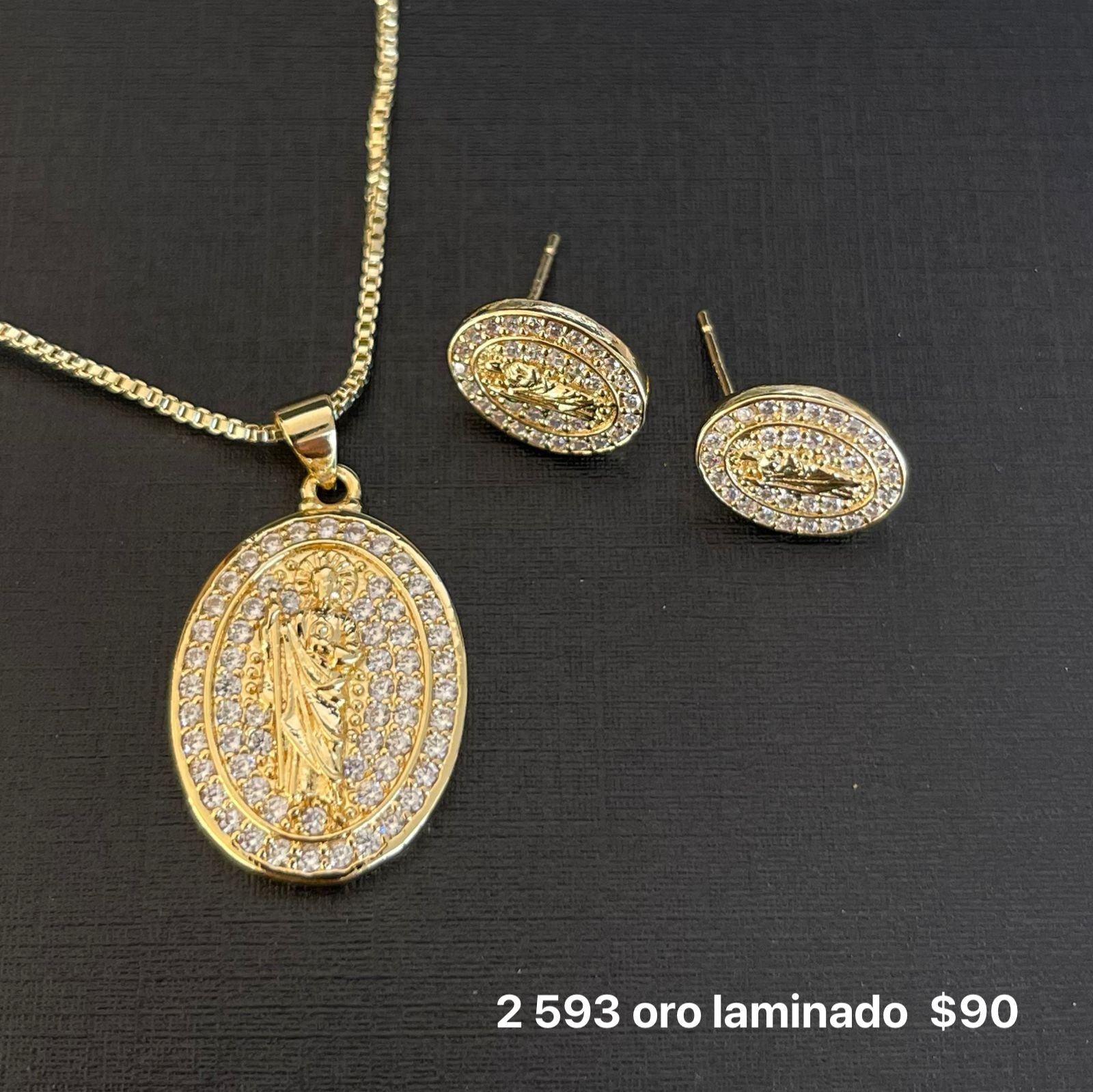 Set collar y aretes oro laminado