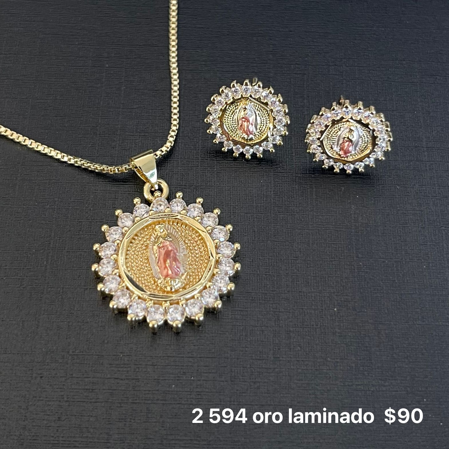 Set collar y aretes oro laminado