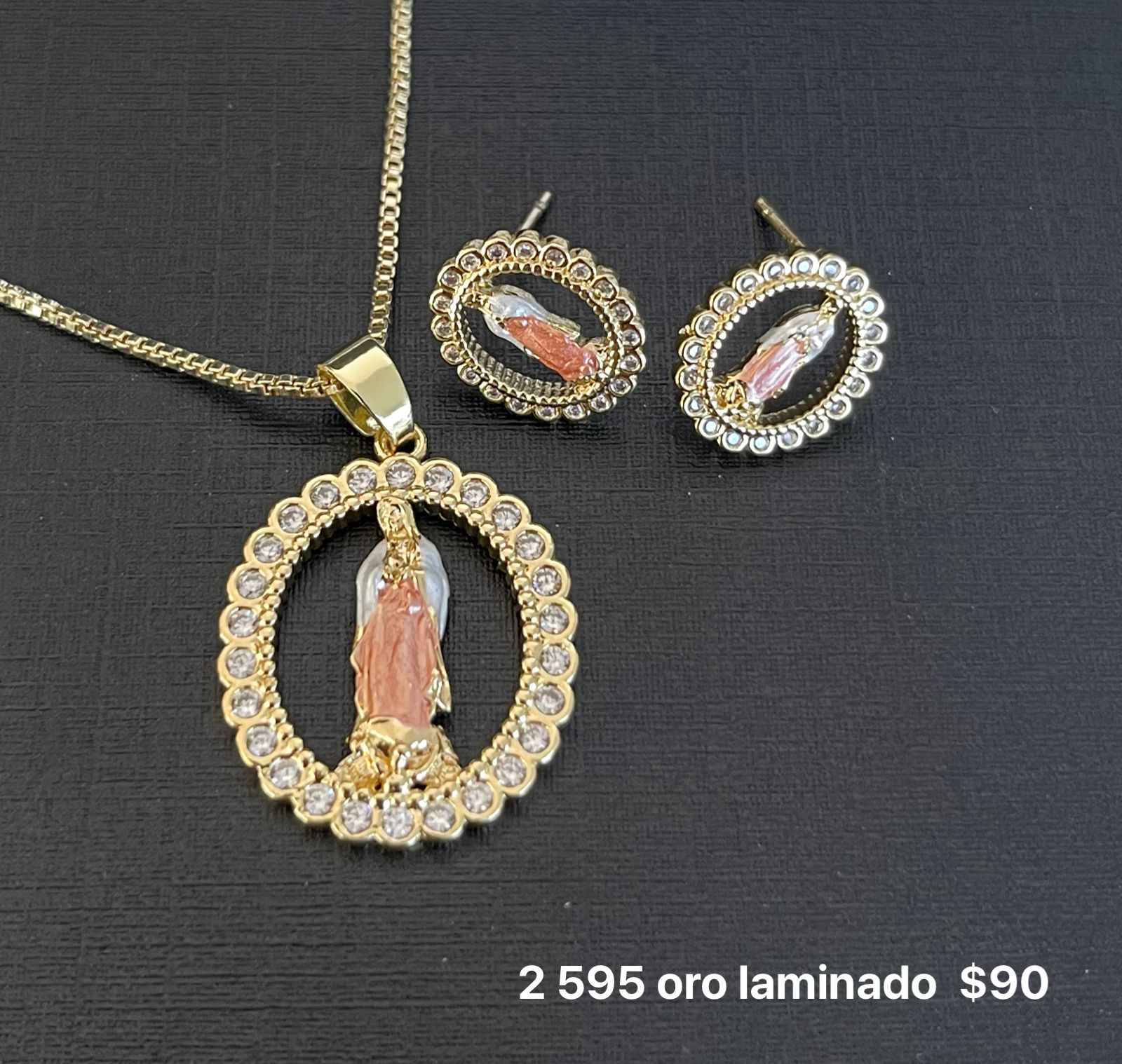 Set collar y aretes oro laminado