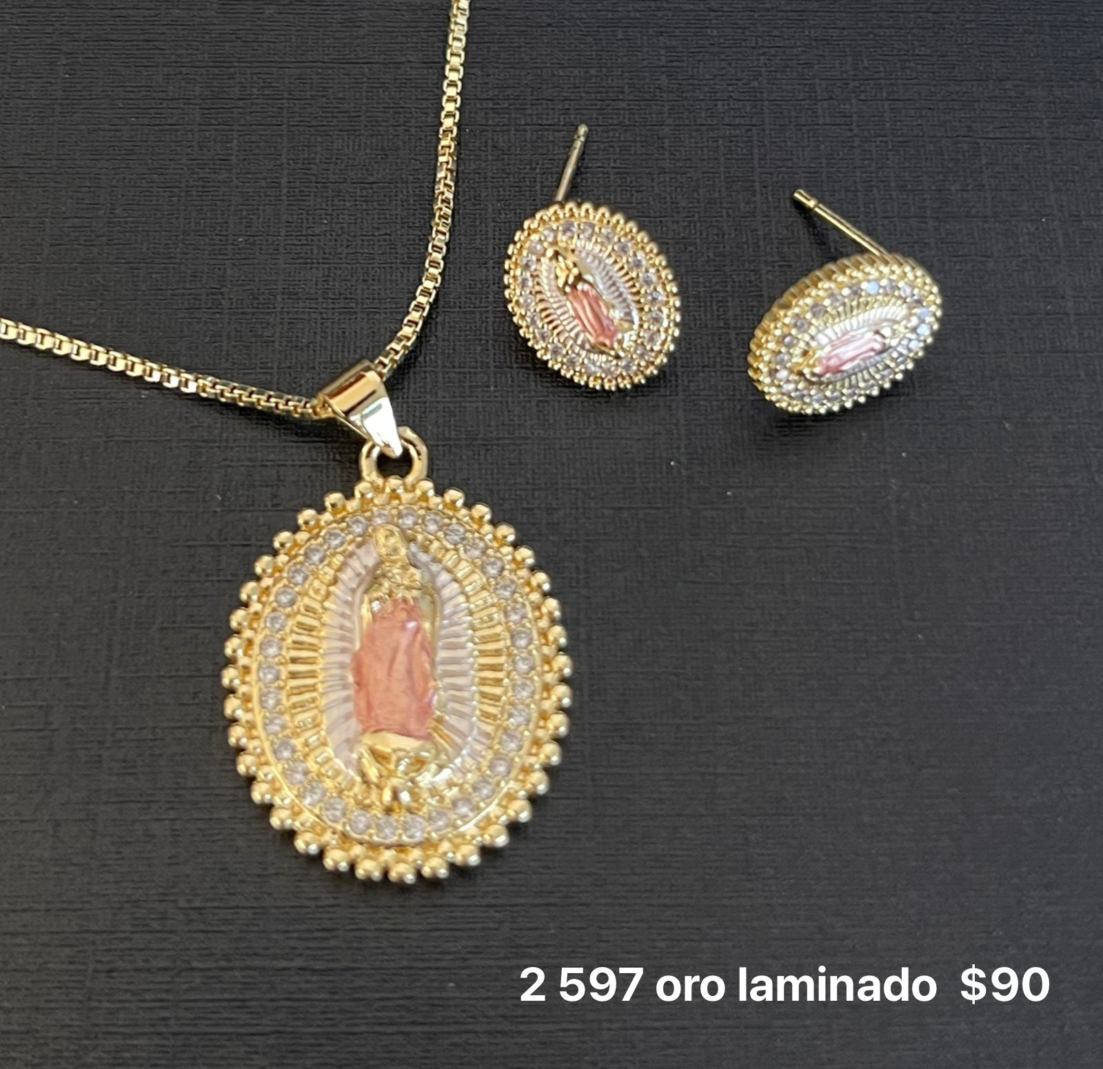 Set collar y aretes oro laminado