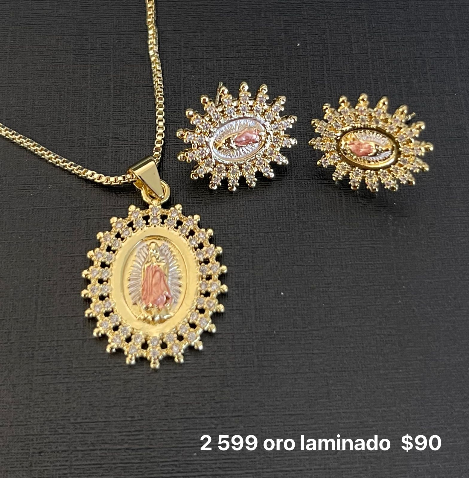 Set collar y aretes oro laminado