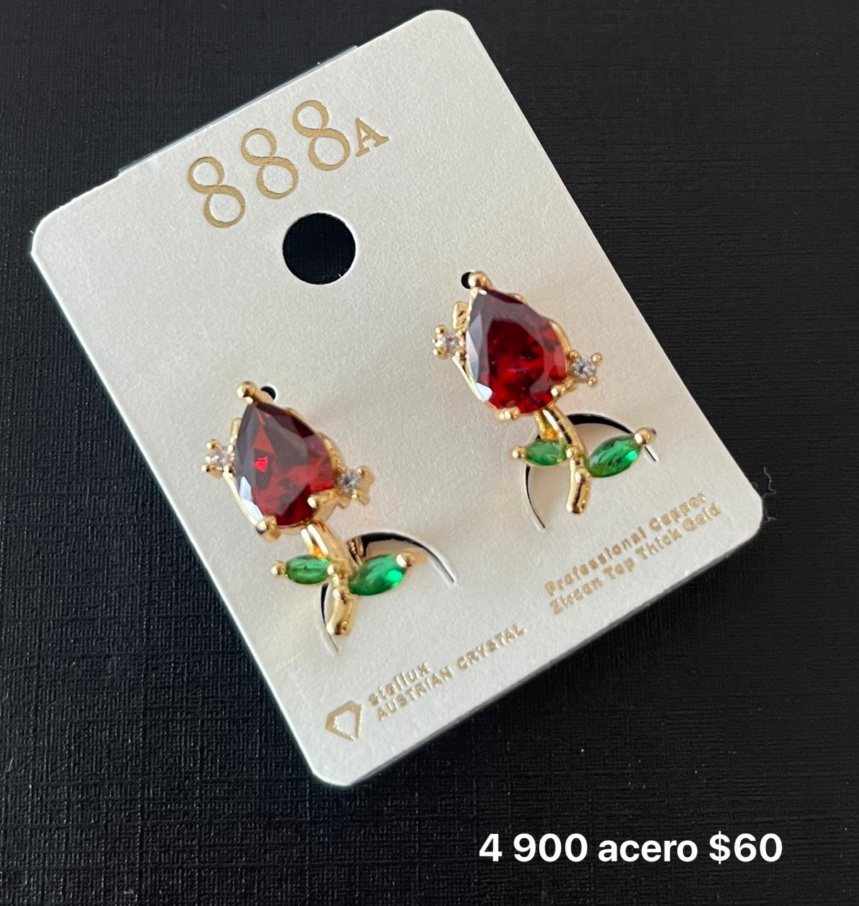 Aretes acero y zirconia