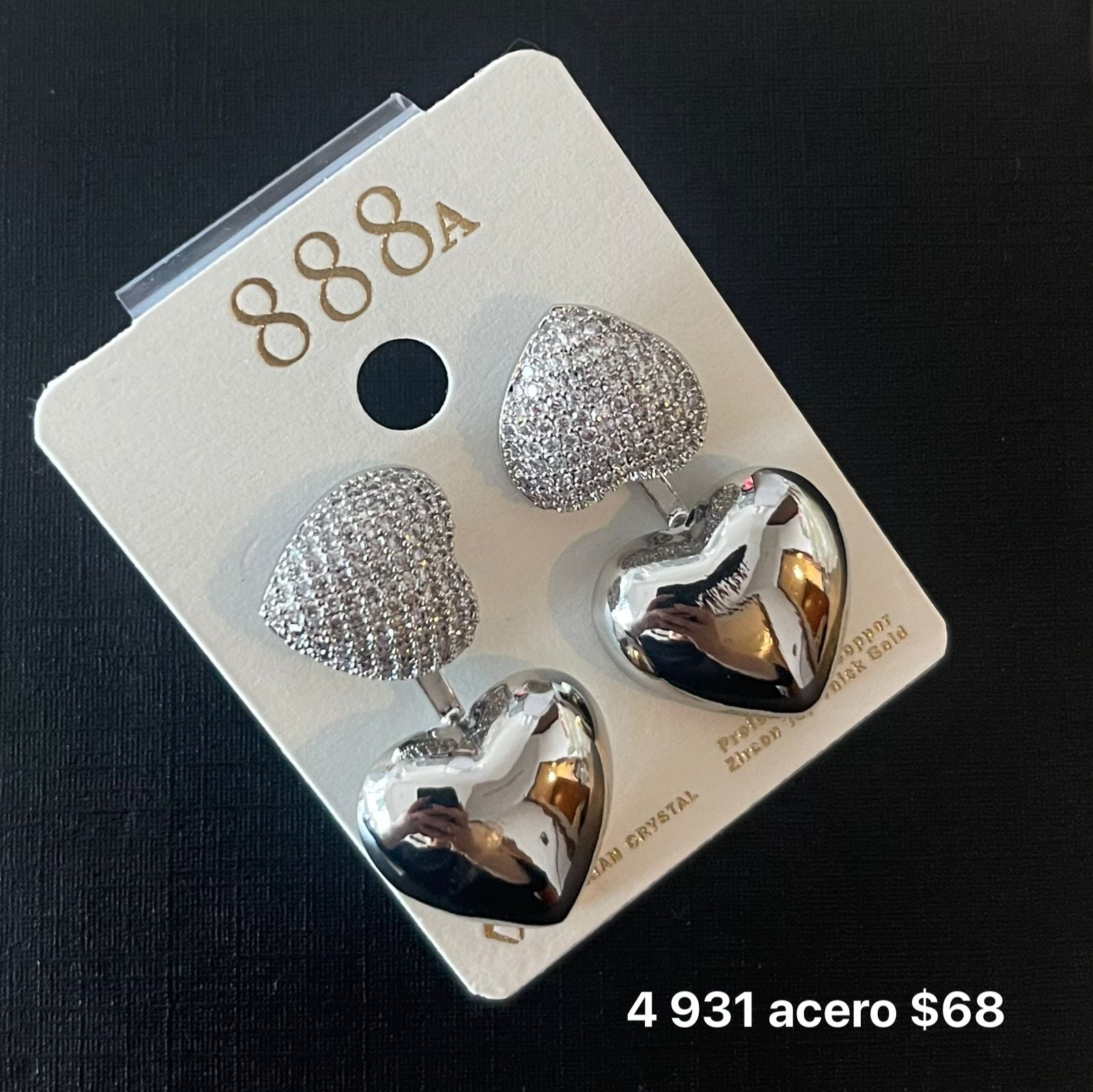 Aretes acero y zirconia