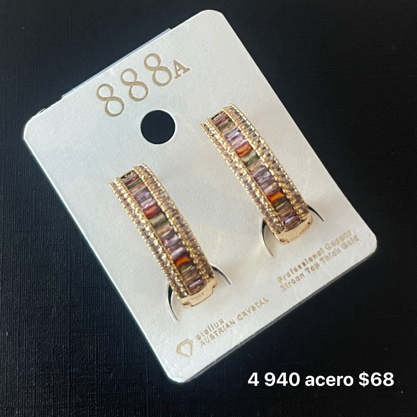 Aretes acero y zirconia